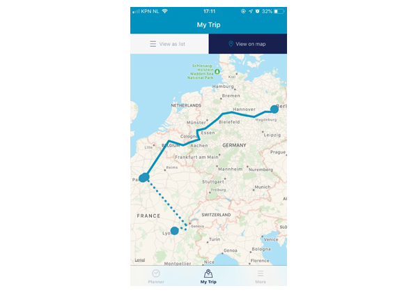 ユーレイル公式アプリ「Rail Planner App」が刷新、1日ごとのルートを地図上に表示する機能などを追加