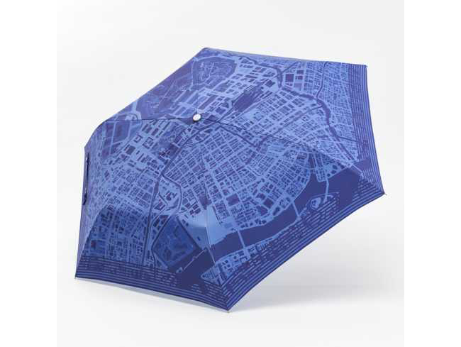 ゼンリン、東京駅周辺の地図を描いた折りたたみ傘と福岡の俯瞰図パズルを発売